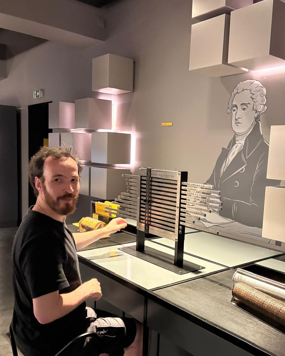 Cavit Özbay at a cryptology museum exhibit
